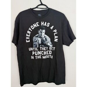 Mike Tyson Everyone Has A Plan Graphic T-Shirt Black Mens Large Boxing Tee